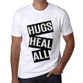 Ultrabasic - Homme T-Shirt Graphique Hugs Heal All T-Shirt Cadeau Lettre d'impression Blanc