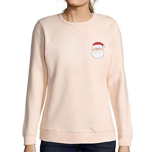 Ultrabasic - Femme Imprimé Graphique Sweat-Shirt Little Santa Cool Christmas Rose Crémeux
