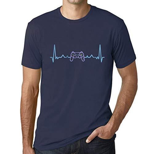 Ultrabasic - Homme T-Shirt Gaming Geek Battement de Coeur T-Shirt Cadeau Imprimé Tée-Shirt French Marine