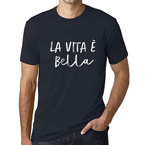 Ultrabasic - Homme T-Shirt Graphique La Vita e Bella Marine