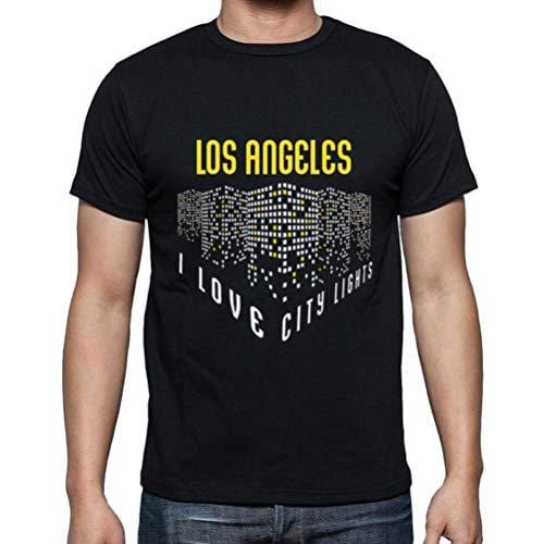 Ultrabasic - Homme T-Shirt Graphique J'aime Los Angeles Lumières Noir Profond
