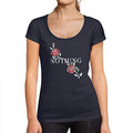 Ultrabasic - Femme Graphique Nothing Imprimé des Roses Noir des Lettres Tee French Marine