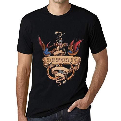 Ultrabasic - Homme T-Shirt Graphique Anchor Tattoo Demonic Noir Profond