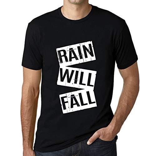 Ultrabasic - Homme T-Shirt Graphique Rain Will Fall T-Shirt Cadeau Lettre d'impression Noir Profond