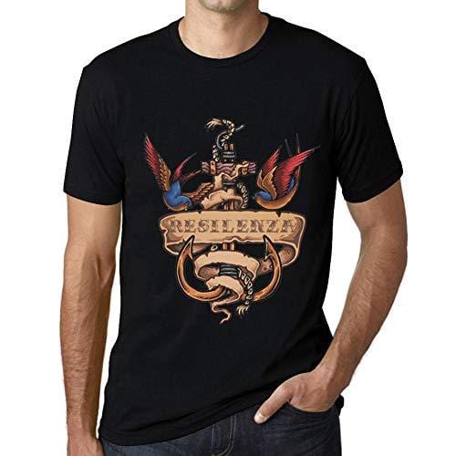 Ultrabasic - Homme T-Shirt Graphique Anchor Tattoo RESILENZA Noir Profond