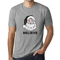 Ultrabasic - Homme T-Shirt Graphique Believe in Santa Claus Imprimé Lettres Noël Cadeau Gris Chiné