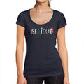 Ultrabasic - Tee-Shirt Femme col Rond Décolleté Noël Croyez Arbre T-Shirt Idées Cadeaux de Noël French Marine