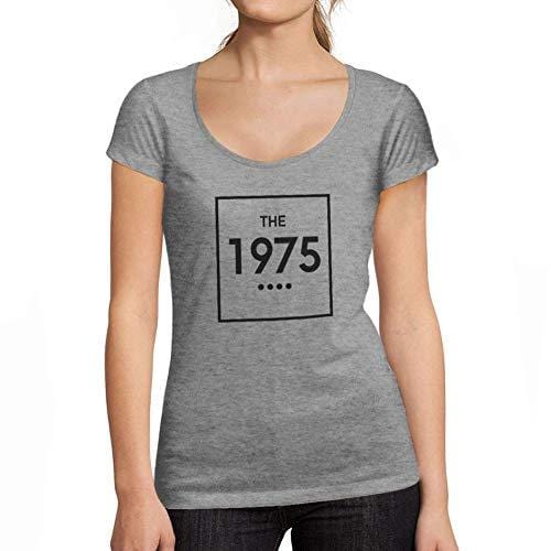 Ultrabasic - Tee-Shirt Femme col Rond Décolleté 1975 Ans Gris Chiné