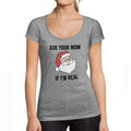 Ultrabasic - Tee-Shirt Femme col Rond Décolleté Funny Santa Christmas T-Shirt Xmas Gift Ideas Gris Chiné
