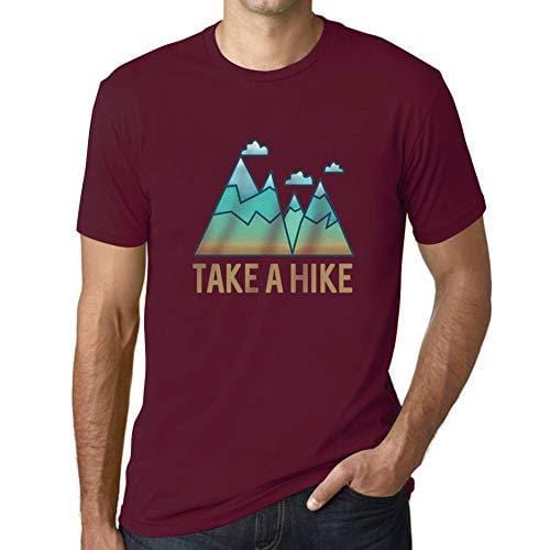 Ultrabasic - Homme Graphique Col V T-Shirt Take a Hike Bordeaux