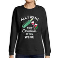 Ultrabasic - Femme Imprimé Graphique Sweat-Shirt All I Want for Christmas is Wine Noir Profond