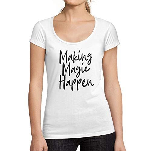 Ultrabasic - Femme Graphique Making Magic Happen Imprimé Noir des Lettres Citation Tee T-Shirt Blanc
