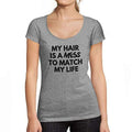 Ultrabasic - Tee-Shirt Femme col Rond Décolleté My Hair is a MessGris Chiné