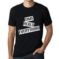 Ultrabasic - Homme T-Shirt Graphique Time Heals Everything T-Shirt Cadeau Lettre d'impression Noir Profond