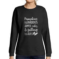Ultrabasic - Femme Imprimé Graphique Sweat-Shirt Pumpkins Hayrides Apple Cider and Falling Leaves Noir Profond