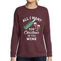 Ultrabasic - Femme Imprimé Graphique Sweat-Shirt All I Want for Christmas is Wine Bordeaux