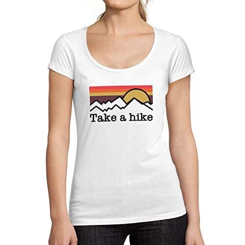 Ultrabasic - Tee-Shirt Femme col Rond Décolleté Take a Hike Blanco