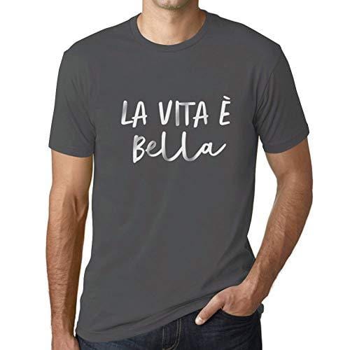 Ultrabasic - Homme T-Shirt Graphique La Vita e Bella Gris Souris