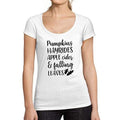 Ultrabasic - Tee-Shirt Femme col Rond Décolleté Pumpkins Hayrides Apple Cider and Falling Leaves Blanc