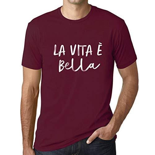 Ultrabasic - Homme T-Shirt Graphique La Vita e Bella Bordeaux