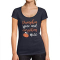 Ultrabasic - Tee-Shirt Femme col Rond Décolleté Pumpkin Spice and EverythingFrench Marine