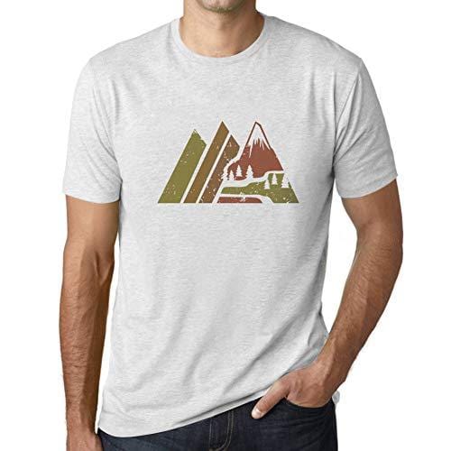 Ultrabasic - Homme Graphique Montagne Rétro Écran Impression de Lettre Tee Shirt Cadeau Blanc Chiné