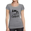 Ultrabasic - Tee-Shirt Femme Manches Courtes I Smell Children Halloween Lettre T-Shirt imprimé Gris Chiné