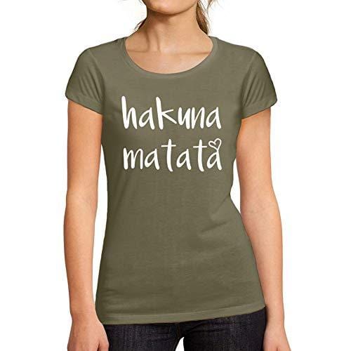 Ultrabasic - Tee-Shirt Femme Manches Courtes Hakuna Matata Kaki