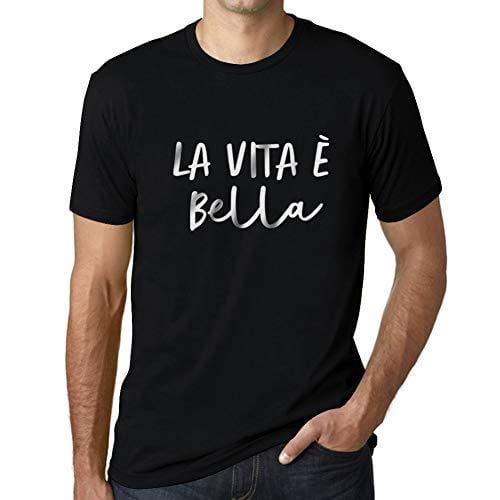Ultrabasic - Homme T-Shirt Graphique La Vita e Bella Noir Profond