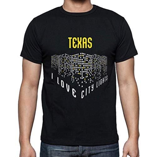 Ultrabasic - Homme T-Shirt Graphique J'aime Texas Lumières Noir Profond