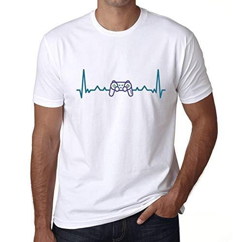Ultrabasic - Homme T-Shirt Gaming Geek Battement de Coeur T-Shirt Cadeau Imprimé Tée-Shirt Blanco