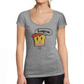 Ultrabasic - Tee-Shirt Femme col Rond Décolleté Bonjou Gris Chiné