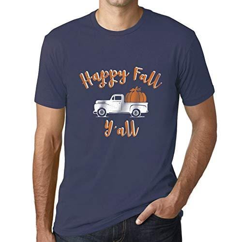 Ultrabasic - Homme T-Shirt Graphique Happy Fall Y'all Pumpkin Truck Denim