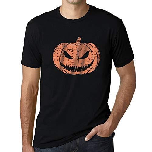 Ultrabasic - Homme T-Shirt Graphique Visage Citrouille Mignon Occasionnel Automne Halloween Noir Profond
