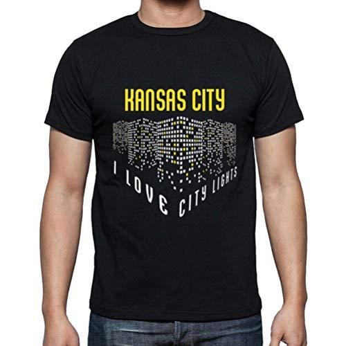 Ultrabasic - Homme T-Shirt Graphique J'aime Kansas City Lumières Noir Profond