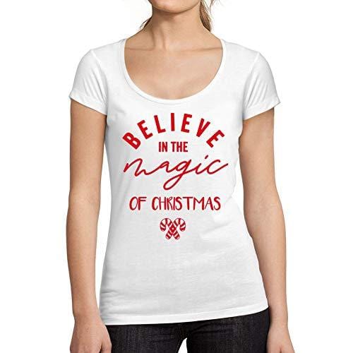 Ultrabasic - Tee-Shirt Femme Manches Courtes Magic of Christmas Noël Cadeau Idées Tee