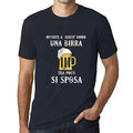 Ultrabasic - Homme Graphique Una Birra Tra Poco Si Sposa Impression de Lettre Tee Shirt Cadeau Marine