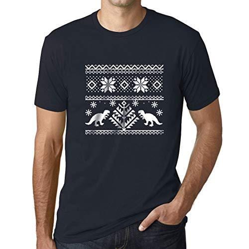 Ultrabasic - Homme T-Shirt Graphique Dinosaure Drôle Imprimé Lettres Noël Cadeau Marine
