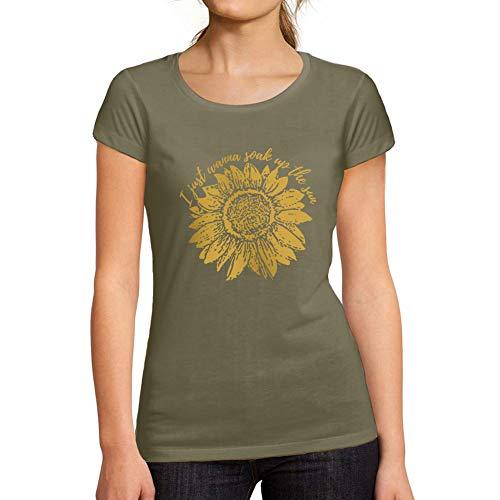 Ultrabasic - Tee-Shirt Femme Manches Courtes Je Veux Juste Absorber Le Tournesol Sun Kaki