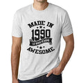 Ultrabasic - Homme T-Shirt Graphique Made in 1990 Idée Cadeau T-Shirt pour Le 30e Anniversaire Blanc Chiné