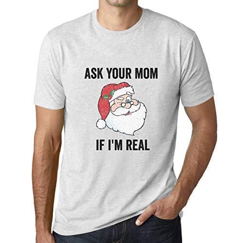 Ultrabasic - Homme T-Shirt Graphique Funny Santa Christmas T-Shirt Xmas Gift Ideas Blanc Chiné