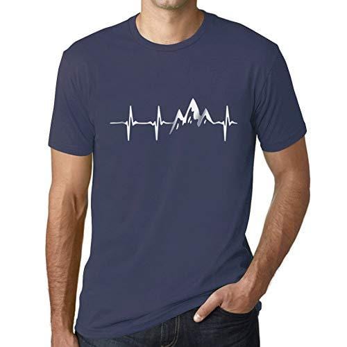 Ultrabasic - Herren T-Shirt Graphique Rythme Cardiaque de Montagne Denim