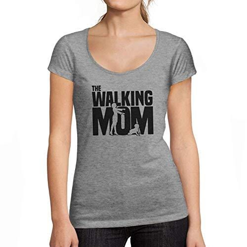 Ultrabasic - Femme Graphique Walking Mom T-Shirt Action de Grâces Xmas Cadeau Idées Tee Gris Chiné