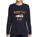 Ultrabasic - Femme Imprimé Graphique Sweat-Shirt Happy Fall Y'all Pumpkin Truck French Marine