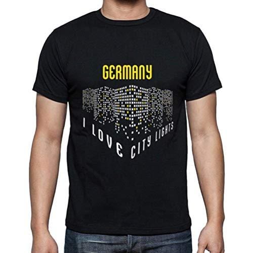 Ultrabasic - Homme T-Shirt Graphique J'aime Germany Lumières Noir Profond