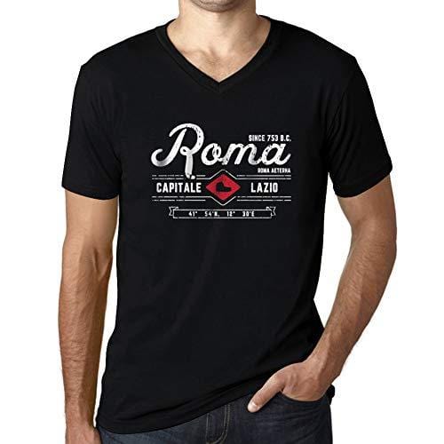 Ultrabasic - Homme Graphique Col V Tee Shirt Roma Noir Profond
