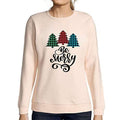 Ultrabasic - Femme Imprimé Graphique Sweat-Shirt Be Merry Christmas Xmas Gift Ideas Rose Crémeux