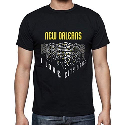 Ultrabasic - Homme T-Shirt Graphique J'aime New Orleans Lumières Noir Profond