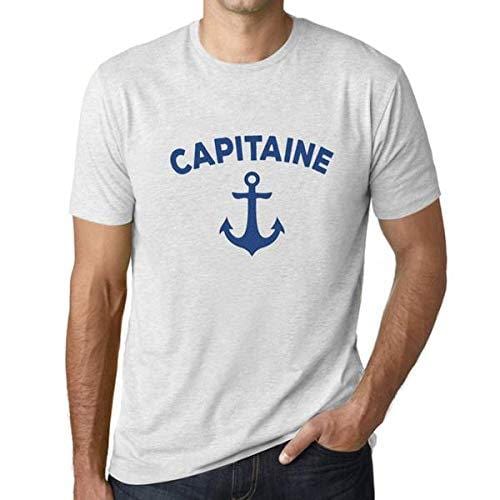 Homme T-Shirt Graphique Imprimé Vintage Tee Capitaine Blanc Chiné