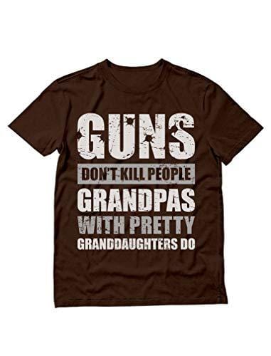 Men's T-Shirt Guns Don't Kill Grandpas Granddaughter Grandpa, Papa T-Shirt Brown